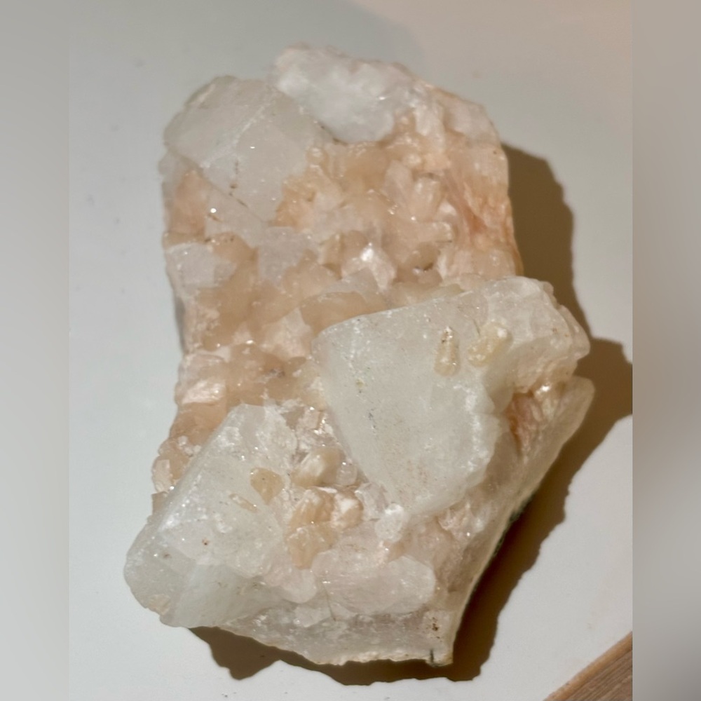 Apophyllite & Golden Calcite Cluster on Matrix – Sparkling Large Crystal Points
